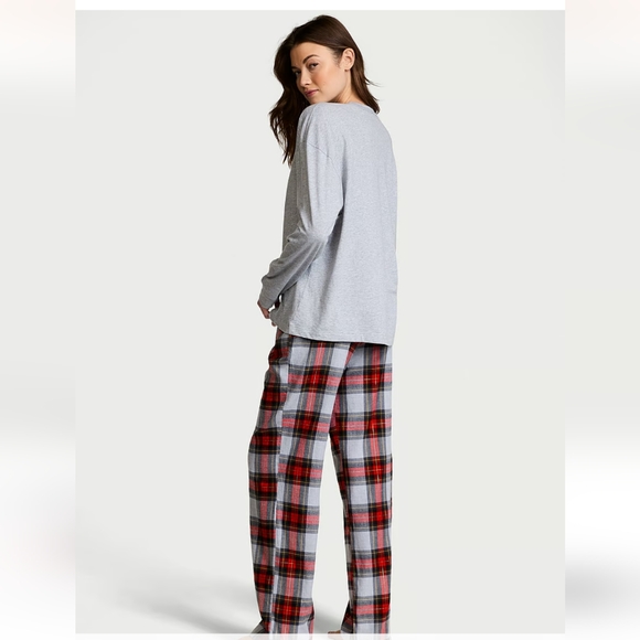 New Victoria secret Flannel Long-Sleeve Tee-Jama Set - Picture 2 of 5